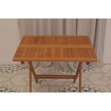 Ayzenbi 60x80cm Ahşap Balkon/ Bahçe 5'li Katlanabilir Set (4 Sandalye 1 Masa)