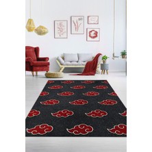 Homshtag Akatsuki Clan Kırmızı Siyah Renkli Halı Anime Sever Hediyelik Halı Dokuma Anime Halısı