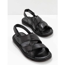 Bambi Siyah Leather Erkek Sandalet E05804024103