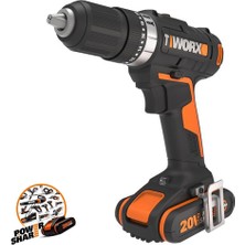 Worx WX370.1 20VOLT/2.0AH. Li-Ion Çift Akülü Profesyonel Şarjlı Darbeli Matkap