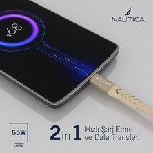 Nautica C30 Type-C To Type-C  65W Hızlı Şarj ve Data Kablosu 2.1m Pembe