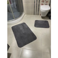 Mavi Home Banyo Paspas Takımı Peluş Kaymaz Taban Halı Peluş Banyo Paspas Klozet Takımı