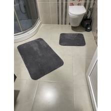 Mavi Home Banyo Paspas Takımı Peluş Kaymaz Taban Halı Peluş Banyo Paspas Klozet Takımı