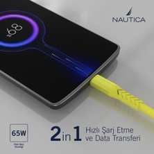 Nautica C30 Type-C To Type-C  65W Hızlı Şarj ve Data Kablosu 1.2m Sarı