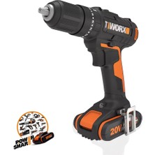 Worx WX370 20VOLT/2AH. Li-Ion Çift Akülü Profesyonel Şarjlı Darbeli Matkap + 30 Parça Aksesuar Seti