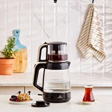Karaca Glass Tea Xl 2 In 1 Cam Su Isıtıcı & Çay Makinesi Krem