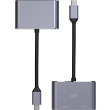 Dm CHB016 Type-C To 4K HDMI 1080P VGA Dönüştürücü