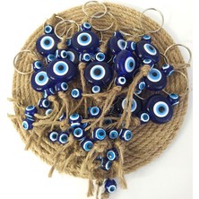 HD Marketim Nazar Boncuk Anahtarlık 20 Adet Kötü Göz Kovucu Nazar Hand Made Hasır Mavi Nazarlı Araba Süsü