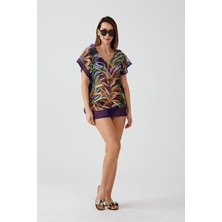 Ays Home Tropikal Yaprak Plaj Bluzu