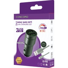 Concord C-772 Type-C Kablo Çift USB Araç Şarj Cihazı