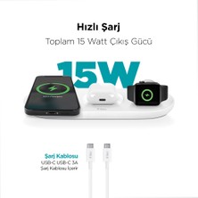 Ttec Aircharger Trio 3’ü 1 Arada iPhone Uyumlu + Apple Watch Uyumlu + Airpods Kablosuz Hızlı Şarj Aleti