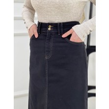 Vellichor Nakışlı Kontrast Ipli Gabardin Etek - Siyah