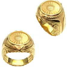 Amberkan Pervane Modeli Özel Tasarımlı Altın Kaplama Gümüş Yüzük