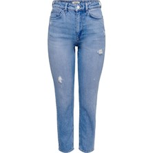 Only Onlemily Pamuklu Yüksek Bel Straight Fit Düz Paça Jeans Kadın Kot Pantolon 15249500
