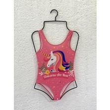 Rs Ramuni Kız Çocuk Unicorns Are Real Baskılı Pembe Mayo