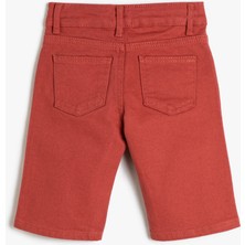 Koton Chino Bermuda Şort Cepli Paçaları Kıvrık Pamuklu Beli Ayarlanabilir Lastikli