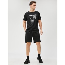 Koton Spor Tişört Slogan Baskılı Bisiklet Yaka Reglan Kol