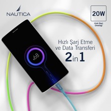 Nautica C58 Pd Usb-C To Lightning 20W LED Işıklı Şarj ve Data Kablosu 1.2m Çok Renkli