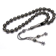 Tesbih Rüyası Gümüş Yarma Işleme Erzurum Oltu Taşı Tesbih