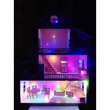 LED Işıklı Ahşap Oyun Evi - Küçük Boy - (60CMX45CMX20CM)