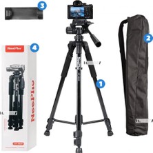 Neepho Tripod Aliminyum Gövdeli Profesyonel Telefon Tutucu Çantalı 150 cm Kamera Standı 3 Ayak