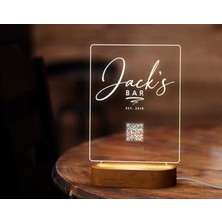 Bk Gift Restoran & Cafe & Barlara Özel LED Lamba Qr Kod Menü, Işıklı Qr Menü, Qr Kodlu Masa Dekoru, Işıklı Pleksi Biblo-2