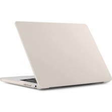 Novstrap Apple MacBook Air M2 Çip A2681 13.6 Inç 2022 Uyumlu Kılıf Cream Hard Shell Rubber Kapak