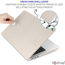 Novstrap Apple MacBook Air M2 Çip A2681 13.6 Inç 2022 Uyumlu Kılıf Cream Hard Shell Rubber Kapak