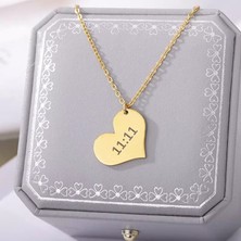 Nida Jewelry 925 Ayar Gümüş Kalp Melek Rakamı Kolye