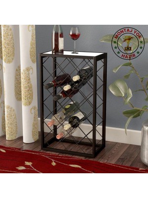 Janiyeva -New Rustik Metal & Beyaz Ahşap Şaraplık Içki Standı( (Beyaz - Montaj Yok Hazir)