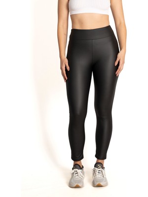 Pucka Fashion Yüksek Bel Toparlayıcı Mat Deri Tayt