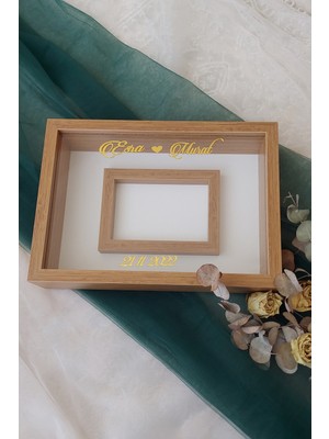 Verda Çerçeve 30X40 cm Ledli Bambu Yatay Fotoğraf Alanlı Model Tasarım Gül Kutusu Anı Çerçevesi! Ayna Çerçeve!