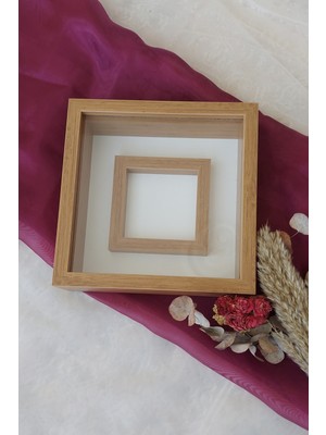 Verda Çerçeve 25X25 cm Fotoğraf Bölümlü Bambu Verda Anı Çerçevesi-6 cm Derinlikli Anı Çerçevesi