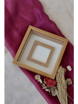 Verda Çerçeve 25X25 cm Fotoğraf Bölümlü Bambu Verda Anı Çerçevesi-6 cm Derinlikli Anı Çerçevesi