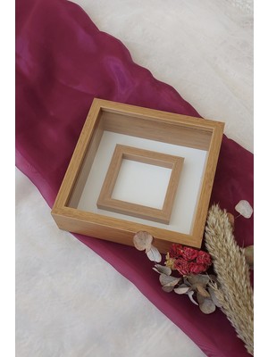 Verda Çerçeve 25X25 cm Fotoğraf Bölümlü Bambu Verda Anı Çerçevesi-6 cm Derinlikli Anı Çerçevesi