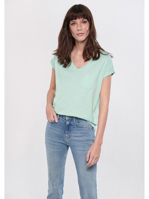 Mavi Kadın V Yaka Yeşil Basic Tişört 1600961-71444