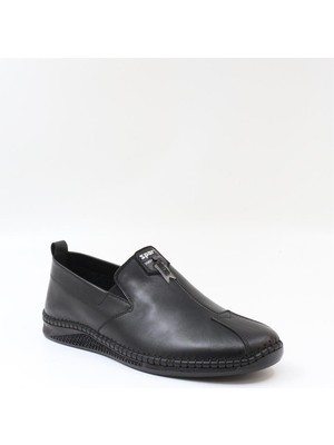 Bordolli 060 Siyah Gerçek Deri Çarık Taban Erkek Ayakkabısı