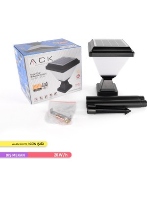 Ack Solar LED Bahçe Armatürü 3000K  Set Üstü ve Kazıklı Güneş Enerjili Bahçe Aydınlatması Şeffaf