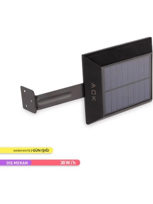 Ack Sensörlü LED Solar Bahçe Armatürü Güneş Enerjili Duvar Aydınlatması 3000K Günışığı - 2 Kademeli