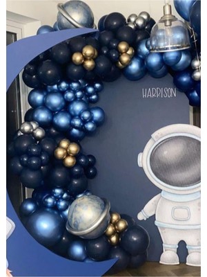 Best Parti Krom Gold Gümüş Mavi ve Gece Mavisi Balon Seti 50 Adet