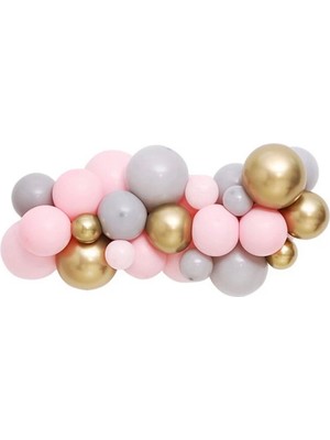 Best Parti Pembe Gri Krom Gold Balon Seti 35 Adet