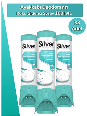 Silver Ayakkabı Deodorantı Koku Giderici Önleyici Sprey 100 ML 3 ADET