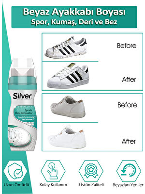 Silver Beyaz Spor Deri Bez ve Kumaş Likit Ayakkabı Boyası 75 ML