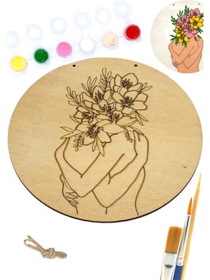 Art Inside Çiçek Sevgililer Ahşap Boyama Seti Hediye Hobi Kiti