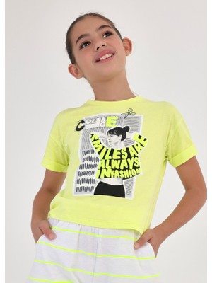Mayoral Kız Çocuk Kısa Kol T-Shirt Sarı 6057