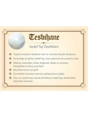 Tesbihname Kararmaz Metal Ayyıldız Püsküllü Arpa Kesim Sedef Doğaltaş Tesbih