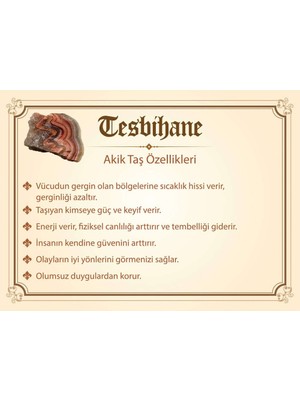 Tesbihname Kararmaz Metal Ayyıldız Püsküllü Küre Kesim Madagaskar Akik Doğaltaş Tesbih