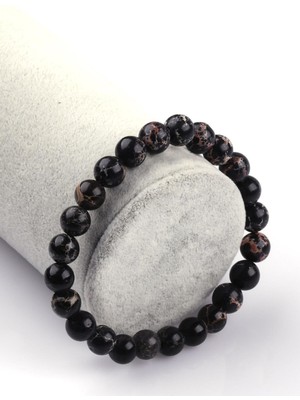 Alibaba Doğaltaş Siyah Varisit Doğal Taş Bileklik 8mm Küre Kesim