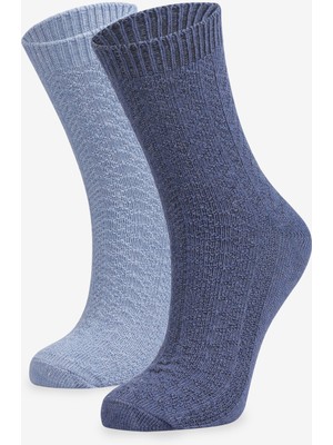 Bolero Kadın 2'li Kabartma Desenli Soket Çorap
