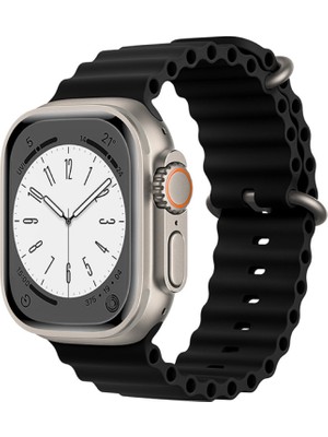 Microcase Apple Watch 42 mm / 44 mm / 45 mm / 49 mm Için Oluklu Silikon Kordon Kayış - KY72-2